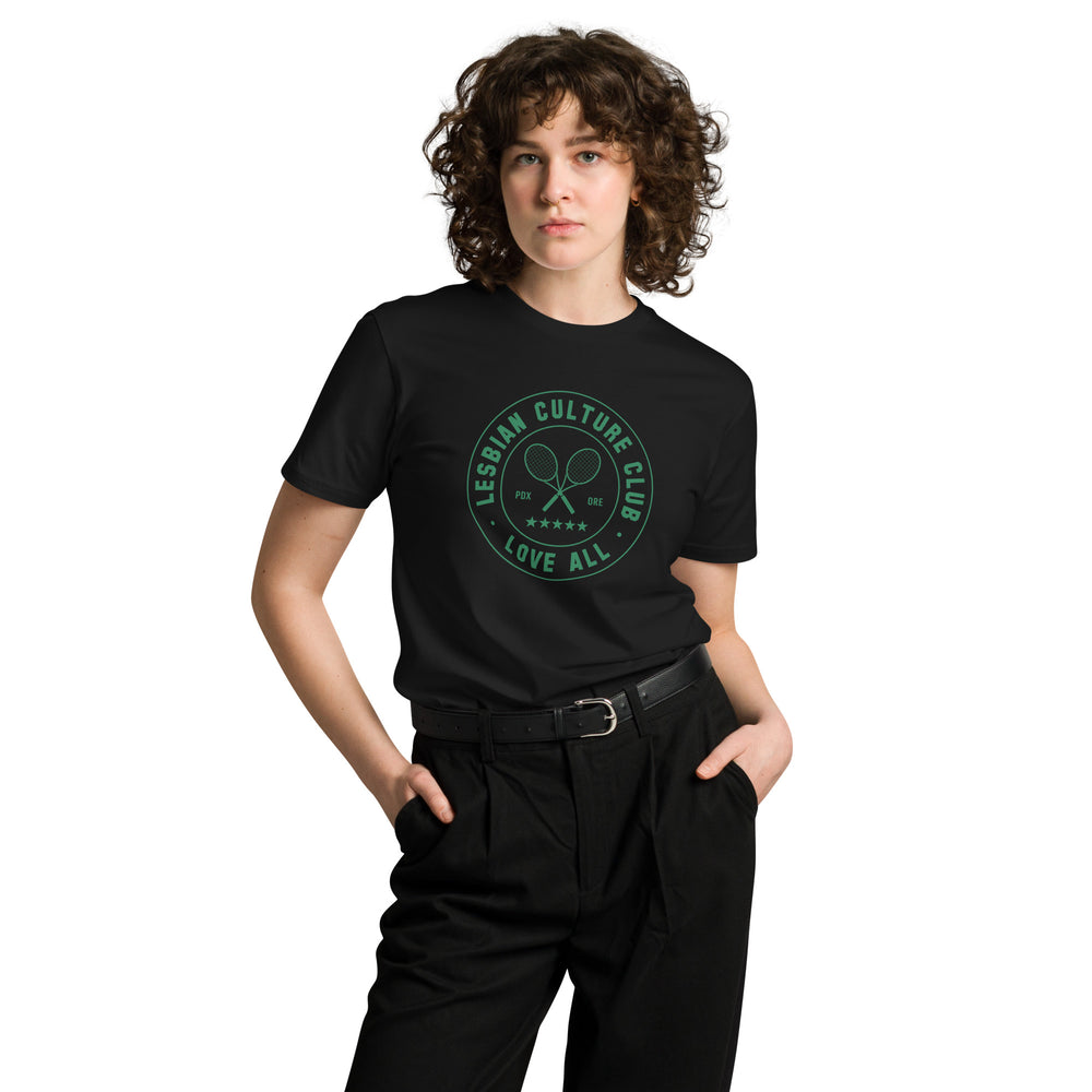 
                      
                        100% Cotton Unisex T-Shirt Green Club Crest-Lesbian Culture Club
                      
                    