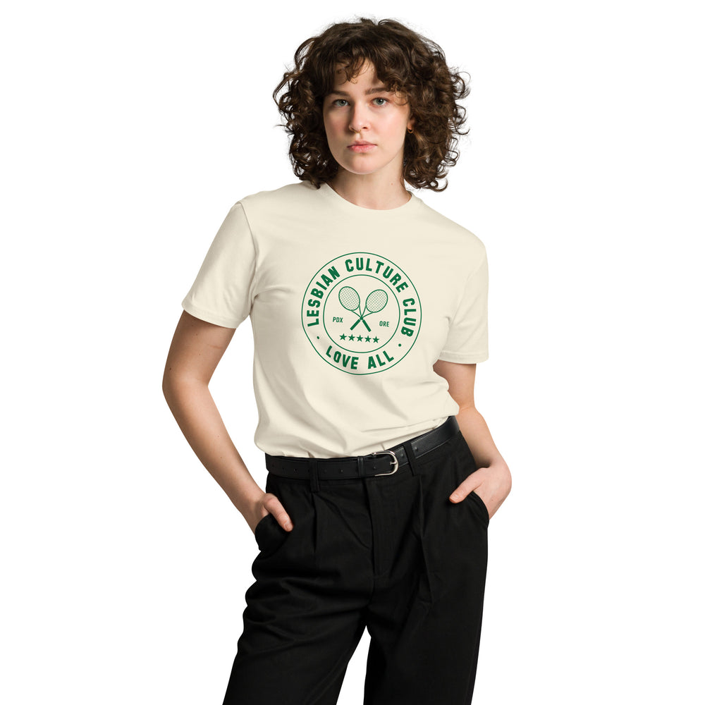 
                      
                        100% Cotton Unisex T-Shirt Green Club Crest-Lesbian Culture Club
                      
                    