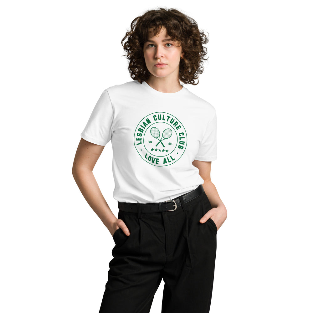 
                      
                        100% Cotton Unisex T-Shirt Green Club Crest-Lesbian Culture Club
                      
                    