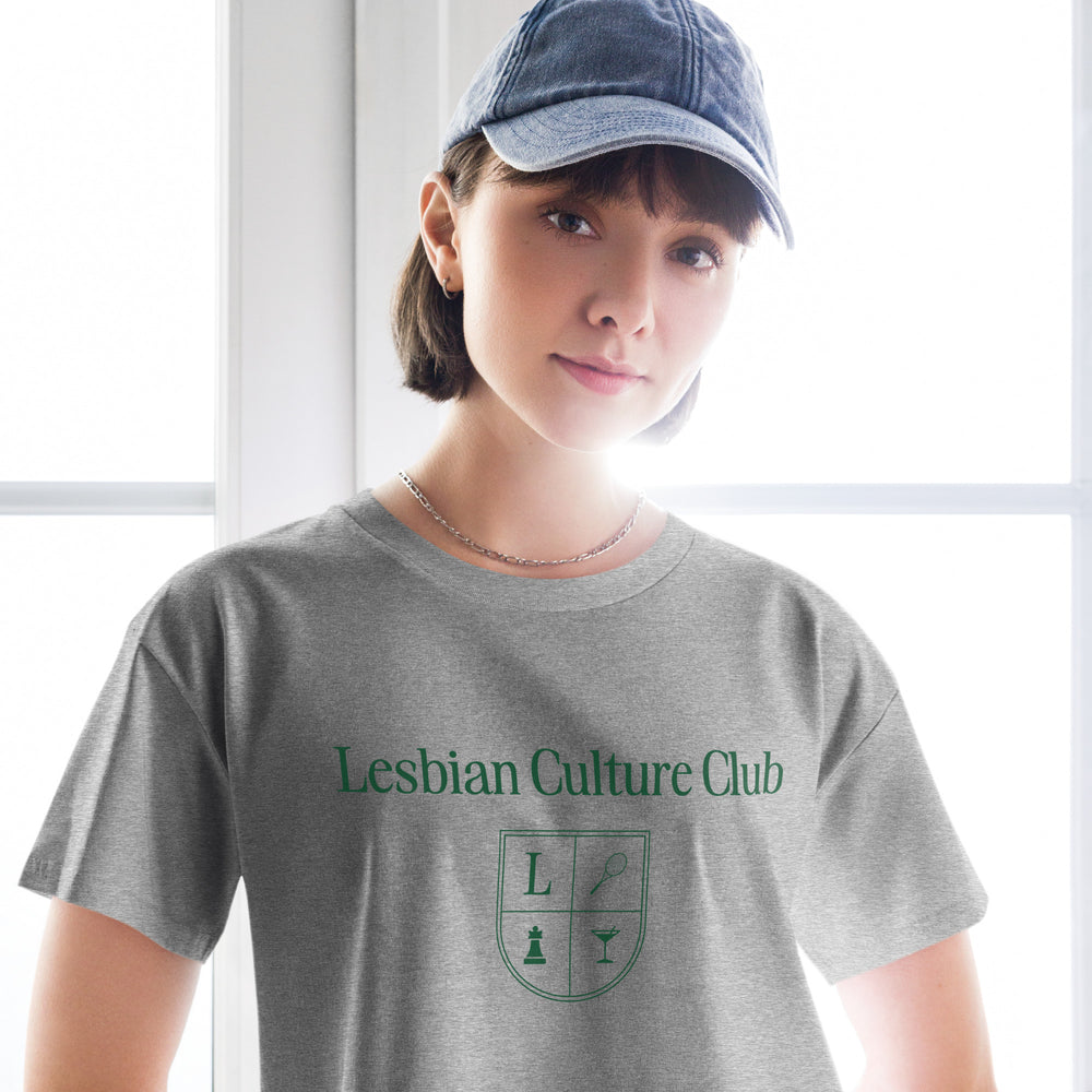 
                      
                        100% Cotton Crop Top T-Shirt Crest-Lesbian Culture Club
                      
                    